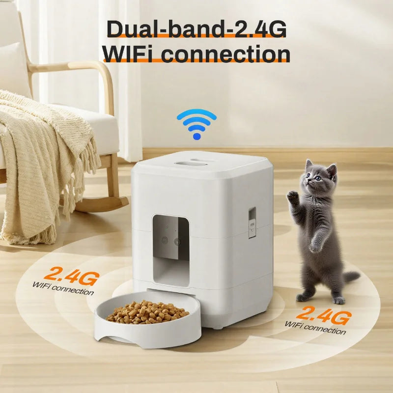Intelligenter Tierfutterautomat 2L WLAN-Automat mit langsamer Futterausgabe für Katzen und Hunde – regelmässige und portionierte Fütterung, Tierbedarf