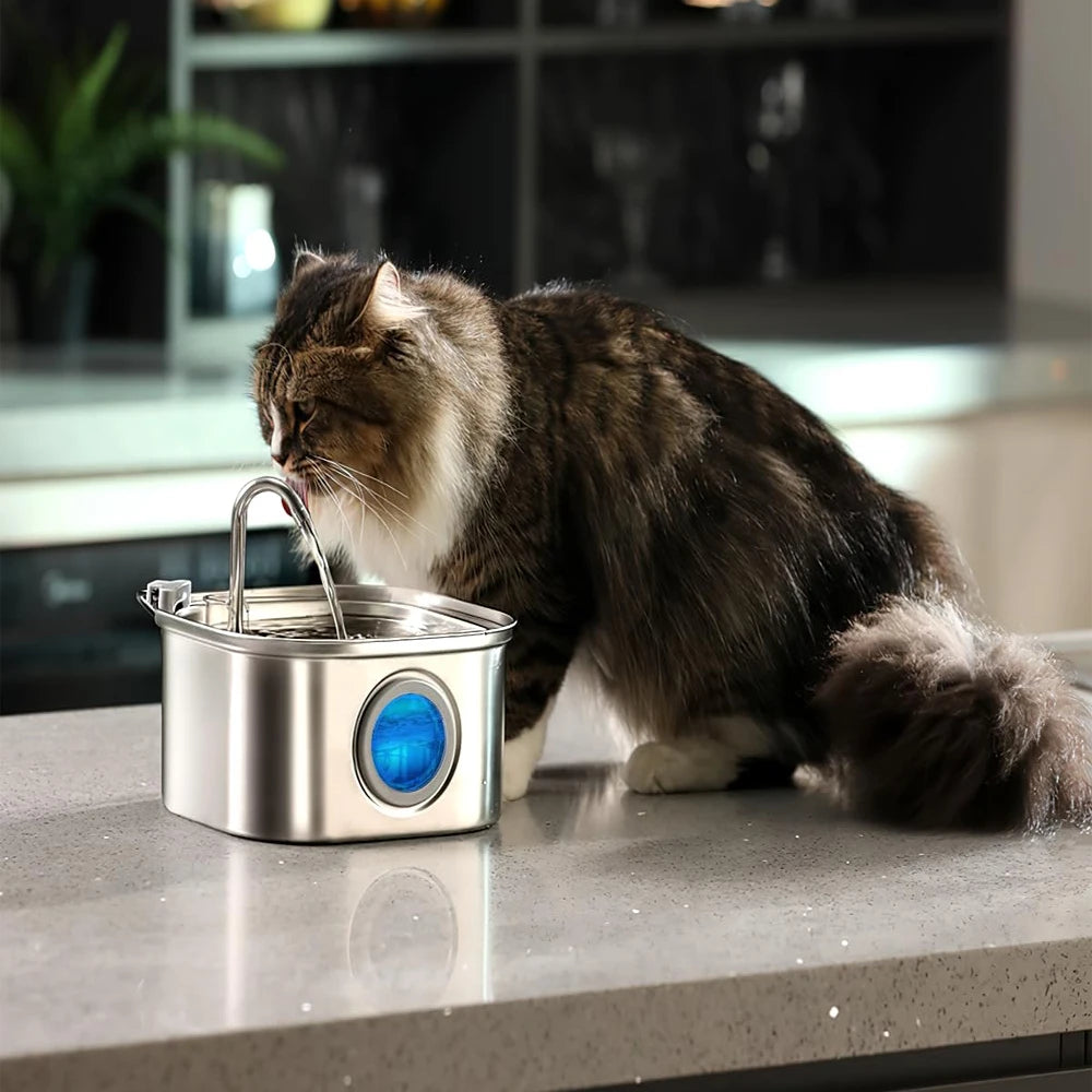 3,2 L Edelstahl Pet Wasser Feeder Auto Katze Brunnen Smart Hund Wasser Dispenser Visuelle Fenster Trinken Schüssel Haustier Zubehör