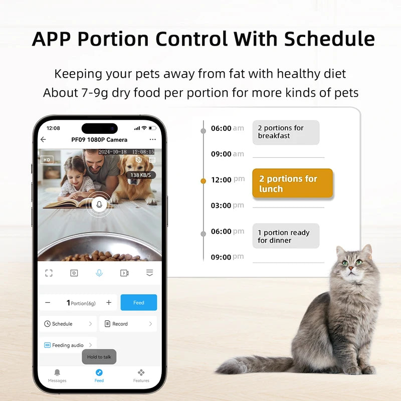 Automatischer Katzenfutterspender mit 1080P Kamera