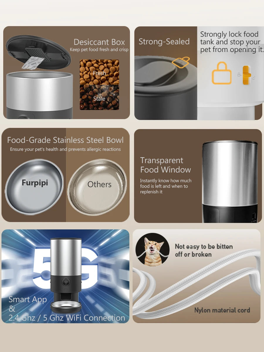 Automatischer Katzenfutterspender mit 1080P Kamera