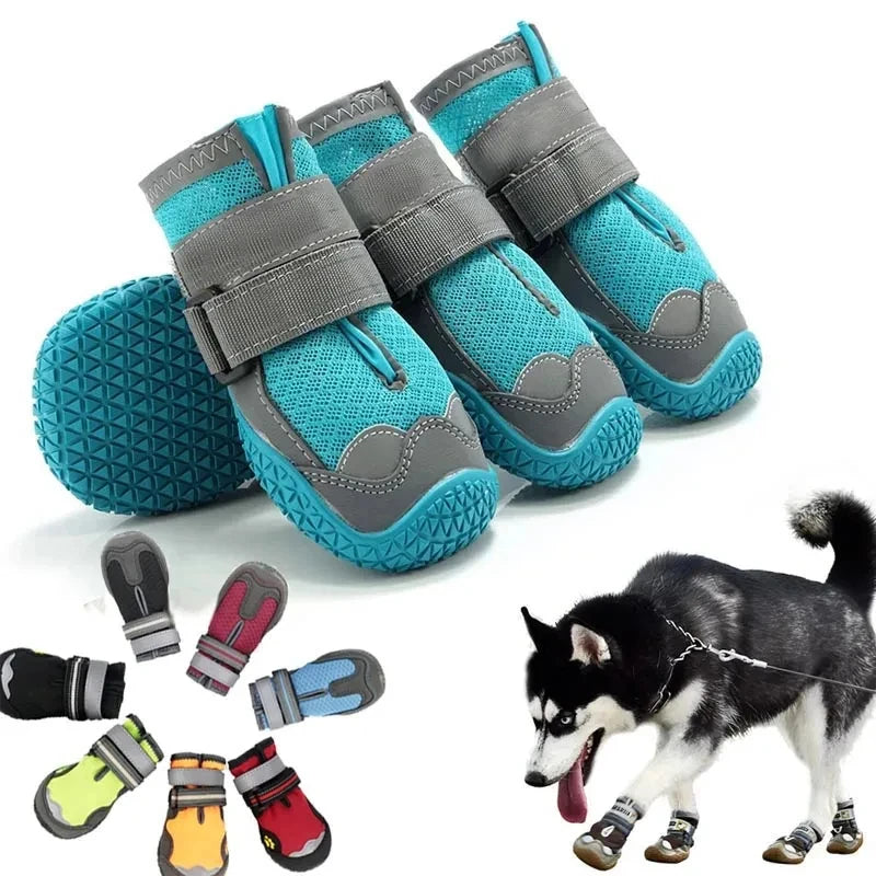 4 Teile/satz Hundeschuhe für Große Hunde Atmungsaktive Professionelle Outdoor Hundeschuhe Rutschfeste Langlebige Haustierschuhe zum Wandern Gummisohle