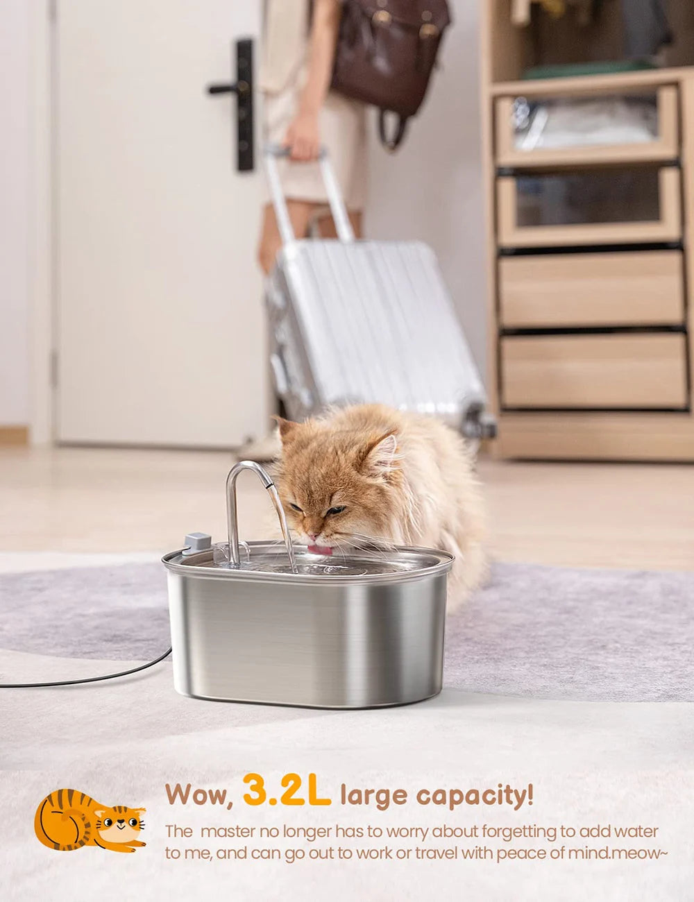 3,2 L Smart Katze Hund Wasser Dispenser Mit Wasserhahn Edelstahl